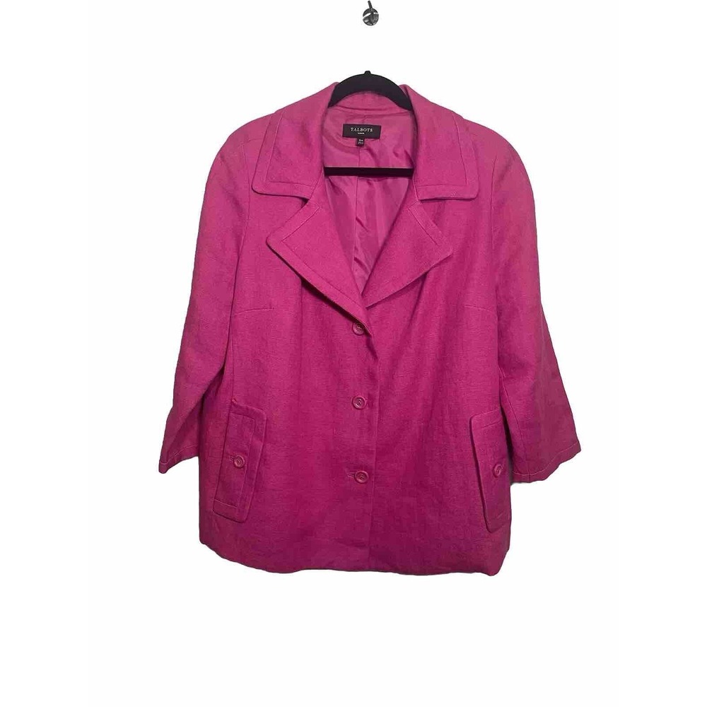Talbots The Jackie Fit Pink Linen Blazer Size 16W